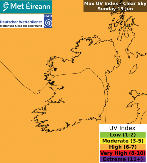Max UV Index - Clear Sky - Sunday, 15 Jun 2025 Max UV Index - Clear Sky - Sunday, 15 Jun 2025