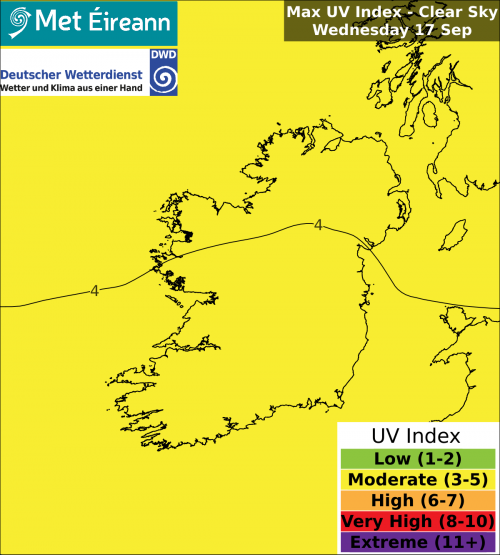 Max UV Index - Clear Sky - Wednesday, 17 Sep 2025