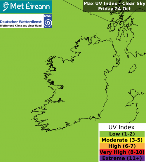 Max UV Index - Clear Sky - Friday, 24 Oct 2025 Max UV Index - Clear Sky - Friday, 24 Oct 2025