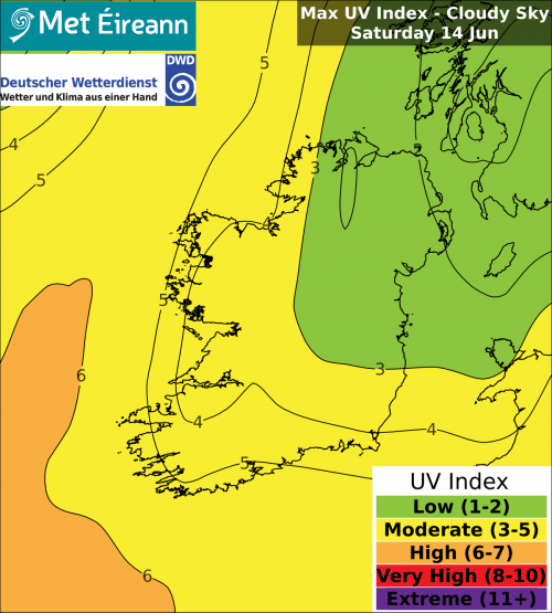 Max UV Index - Cloudy Sky - Saturday, 14 Jun 2025