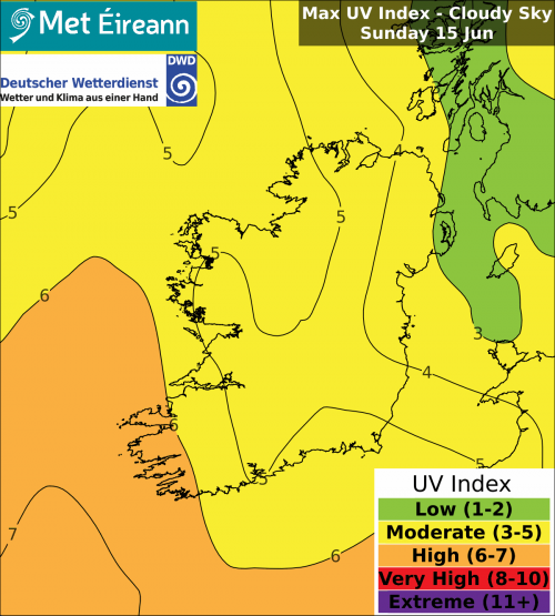 Max UV Index - Cloudy Sky - Sunday, 15 Jun 2025 Max UV Index - Cloudy Sky - Sunday, 15 Jun 2025