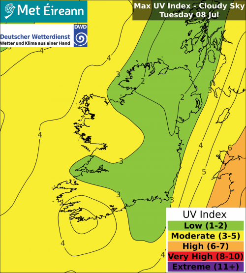 Max UV Index - Cloudy Sky - Tuesday, 08 Jul 2025 Max UV Index - Cloudy Sky - Tuesday, 08 Jul 2025
