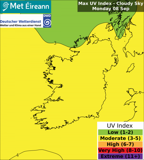 Max UV Index - Cloudy Sky - Monday, 08 Sep 2025 Max UV Index - Cloudy Sky - Monday, 08 Sep 2025
